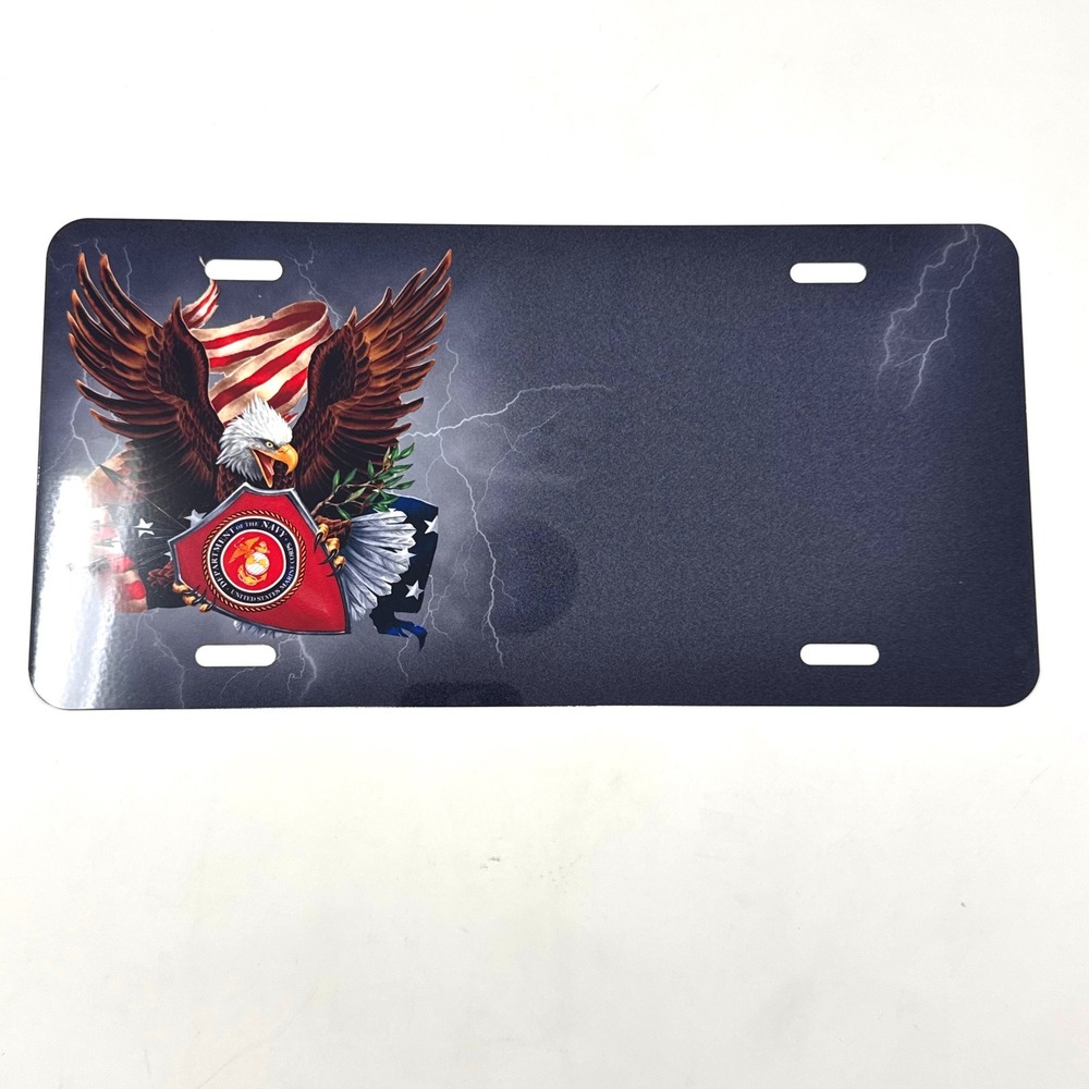 USMC License Plate US Marine Corps Eagle Flag Metal Vanity Tag Military Pride